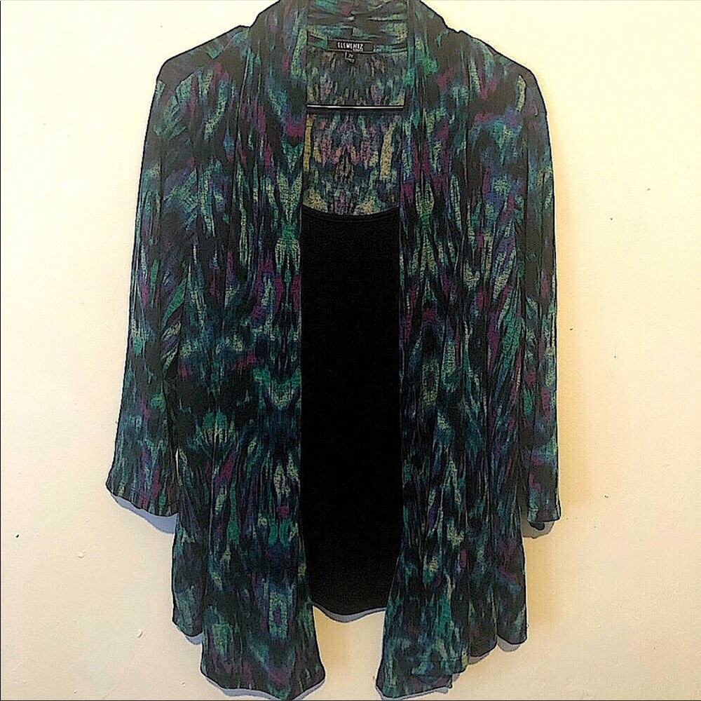 Elementz “peacock” colored cardigan sz 2X